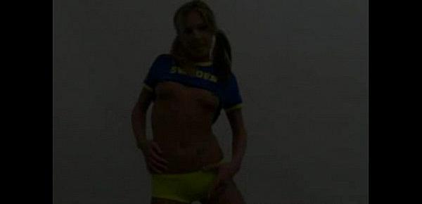  Swedish football babe teasing in uniform